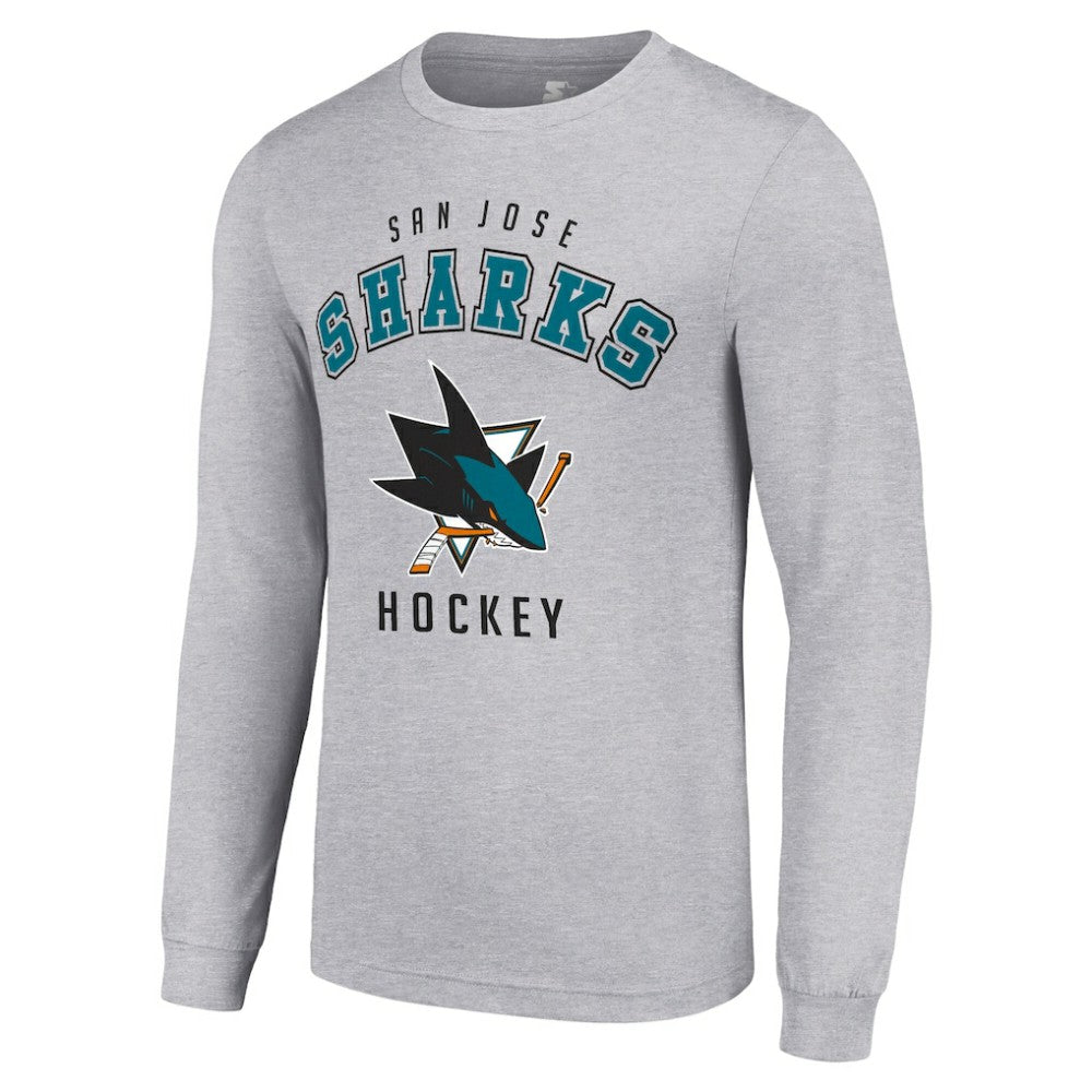 San Jose Sharks Starter Logo Long Sleeve T-Shirt - Heather Gray - NHL