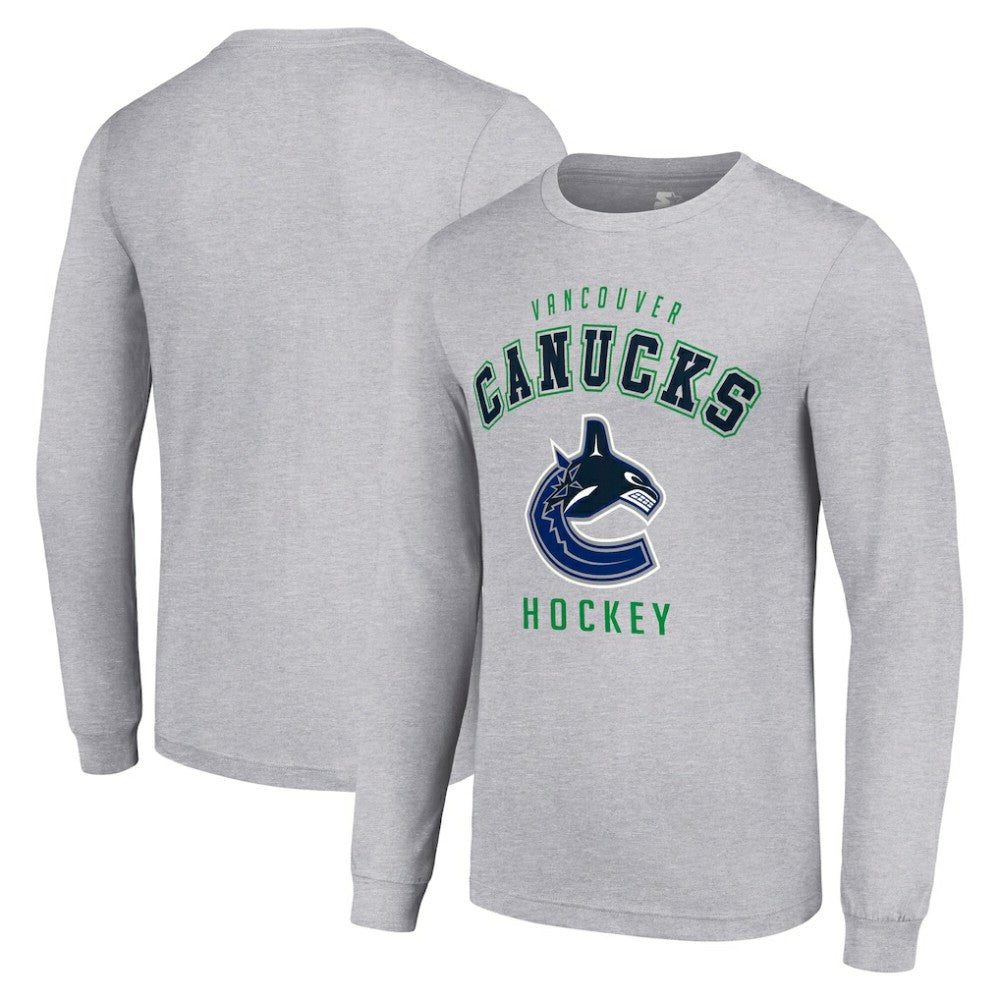 Vancouver Canucks Starter Logo Long Sleeve T-Shirt - Heather Gray - NHL
