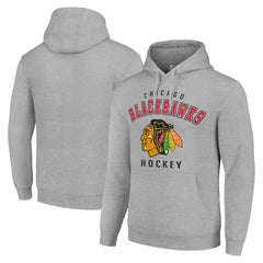 Chicago Blackhawks Starter Logo Pullover Hoodie - Heather Gray - NHL