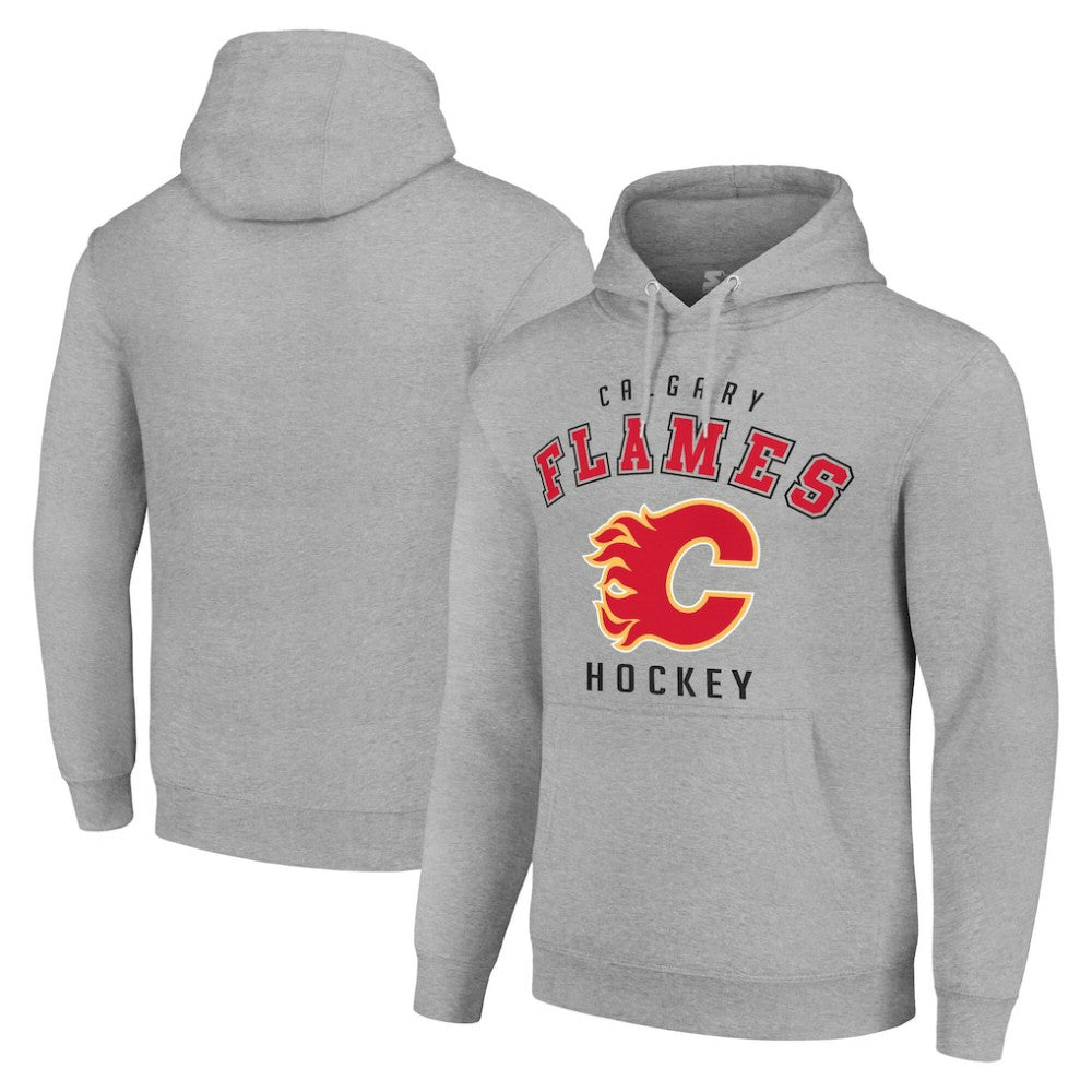 Calgary Flames Starter Logo Pullover Hoodie - Heather Gray - NHL