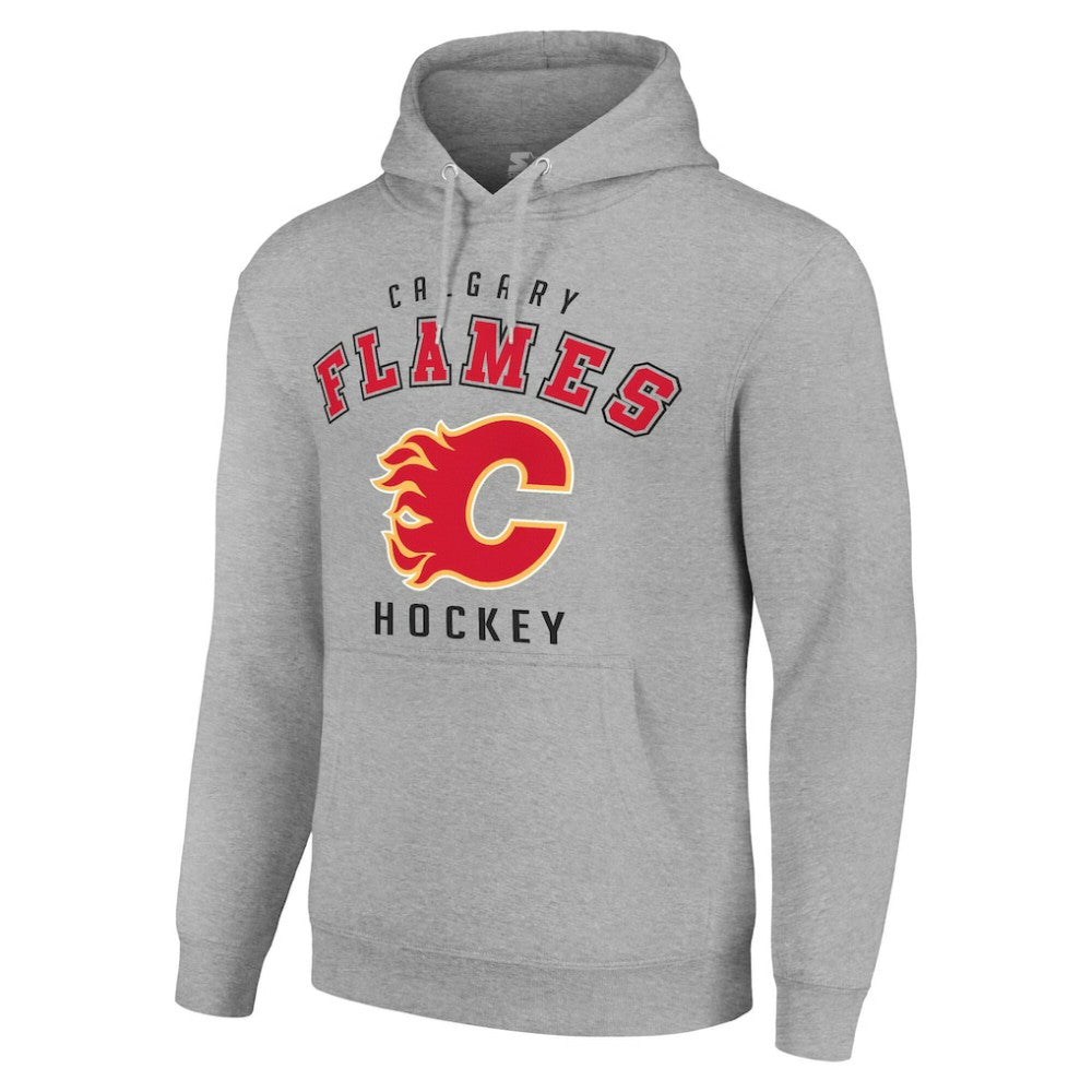 Calgary Flames Starter Logo Pullover Hoodie - Heather Gray - NHL