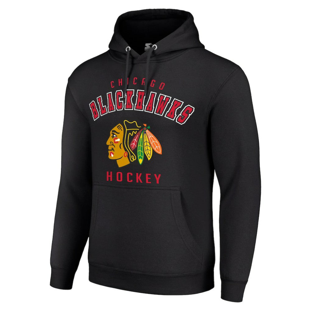 Chicago Blackhawks Starter Logo Pullover Hoodie - Black - NHL
