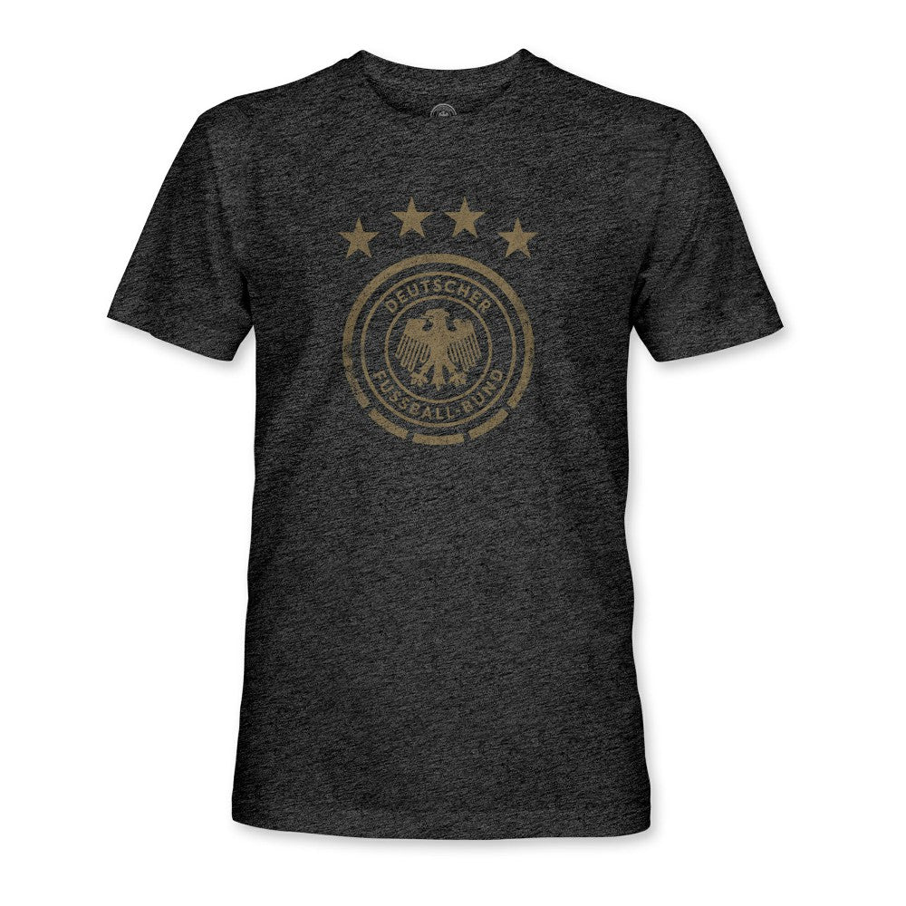 Germany National Team 1863FC Mono Badge Vintage Tri-Blend T-Shirt Heather Black - FIFA World CUP