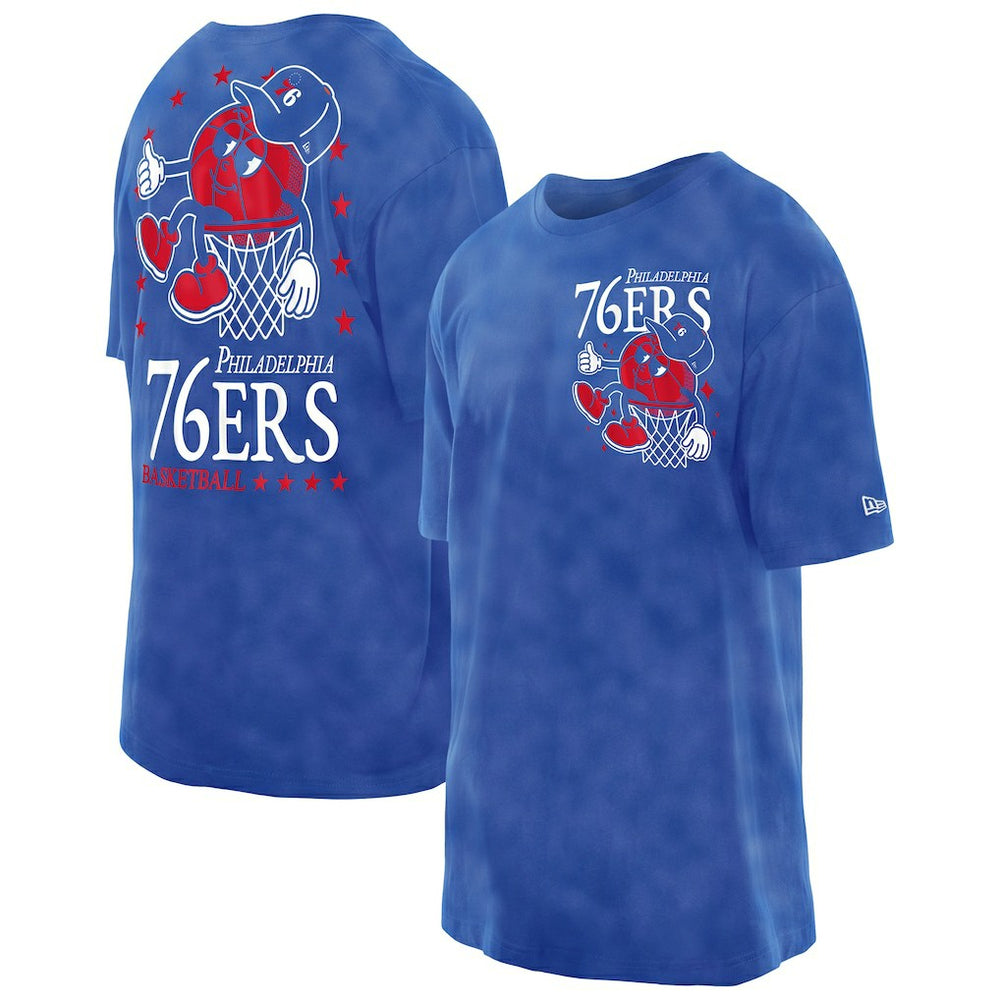 Philadelphia 76ers Old School Sport Enzyme Wash Oversized T-Shirt Royal - NBA