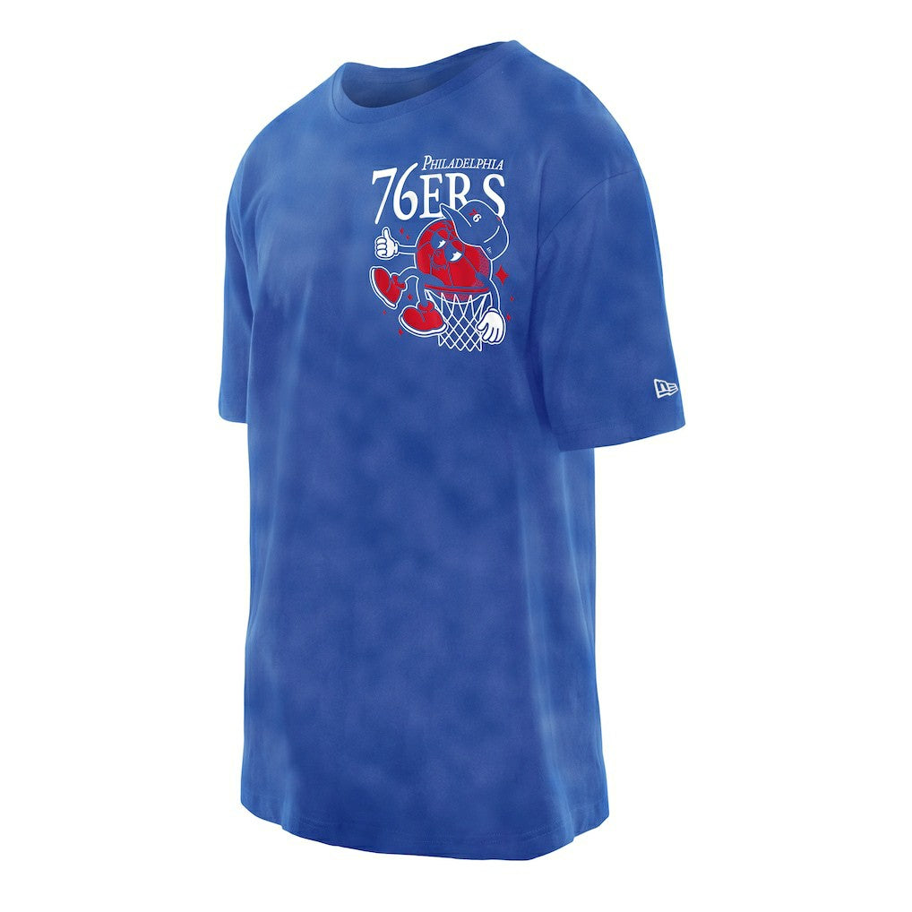 Philadelphia 76ers Old School Sport Enzyme Wash Oversized T-Shirt Royal - NBA