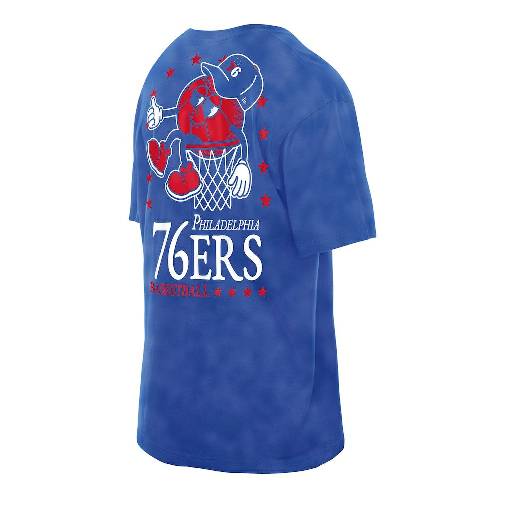 Philadelphia 76ers Old School Sport Enzyme Wash Oversized T-Shirt Royal - NBA
