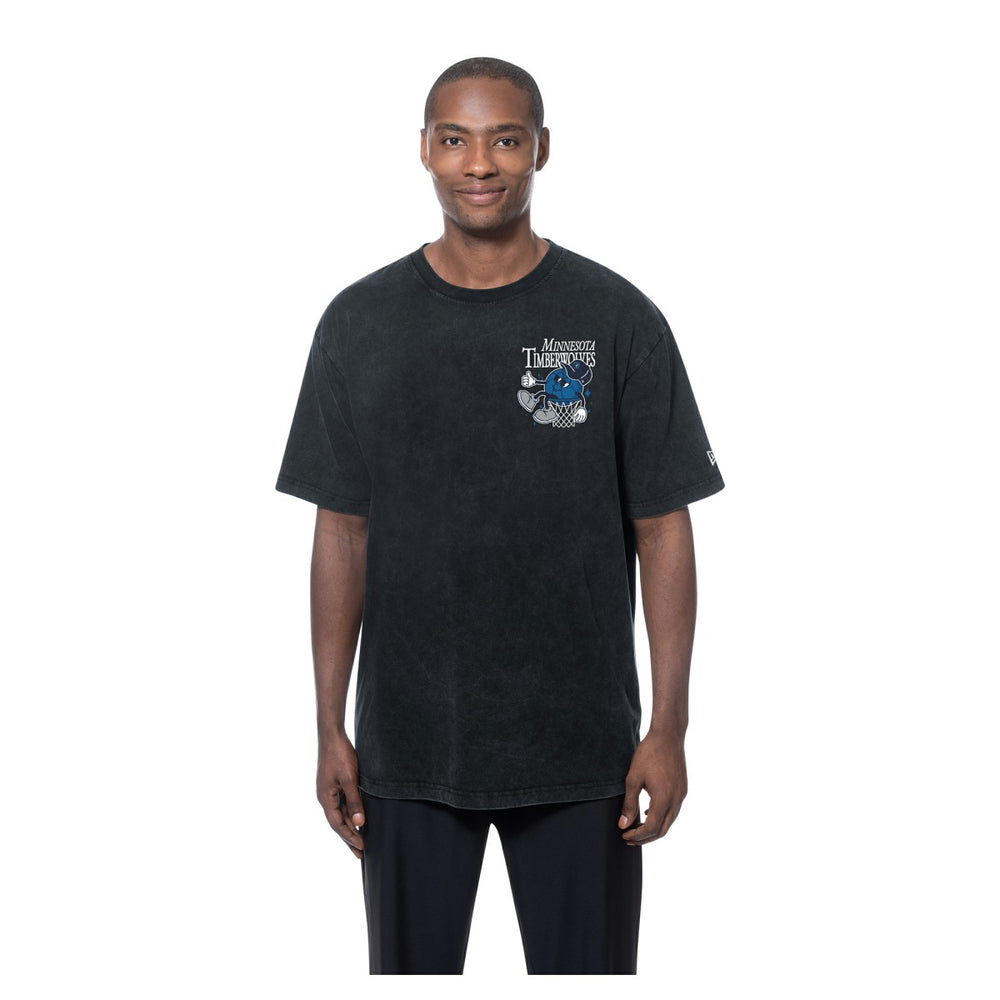 Minnesota Timberwolves Old School Sport Enzyme Wash Oversized T-Shirt Black - NBA