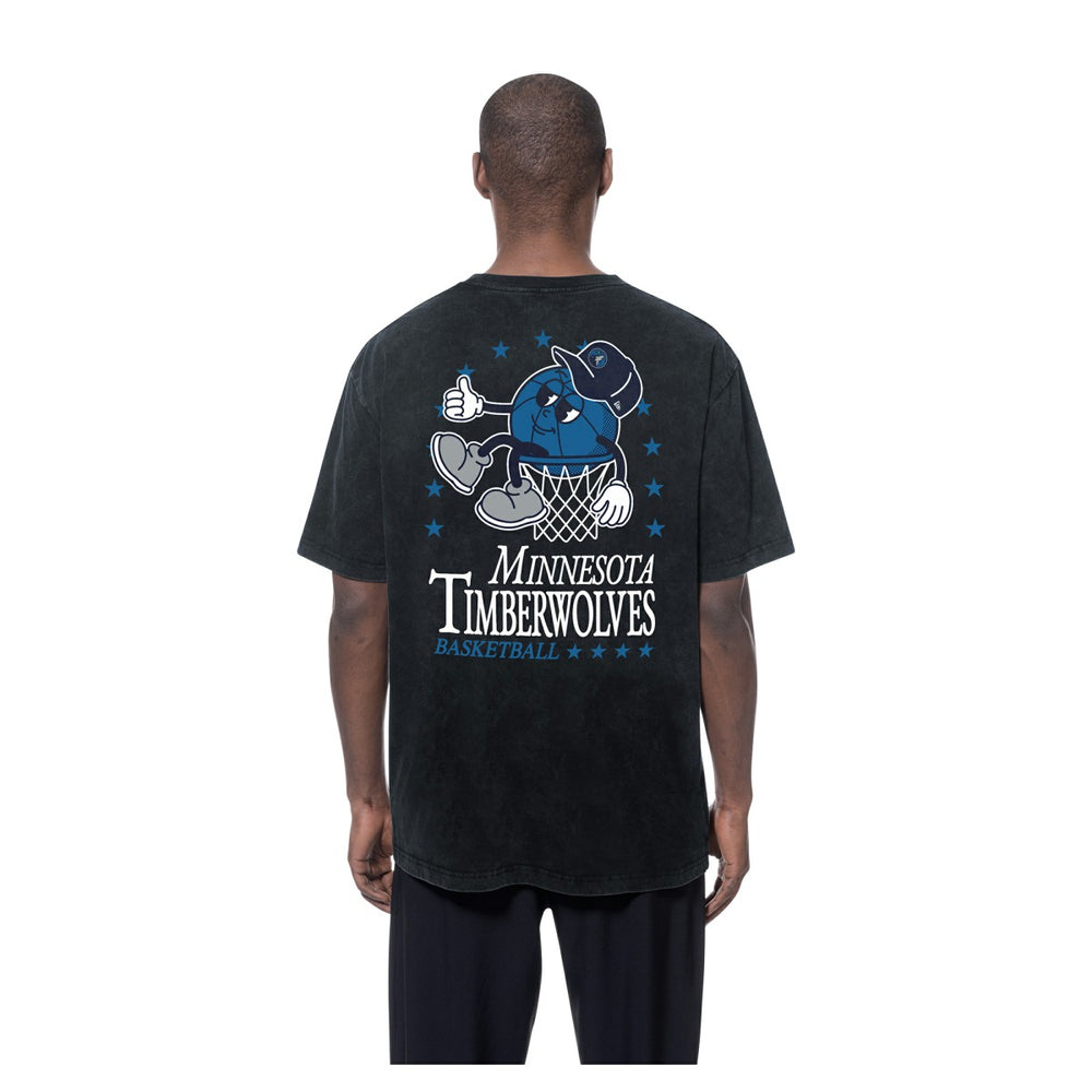 Minnesota Timberwolves Old School Sport Enzyme Wash Oversized T-Shirt Black - NBA