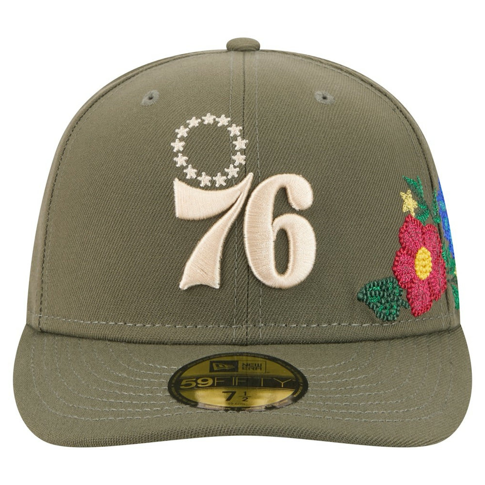 Philadelphia 76ers Tonal Florals 59FIFTY Fitted Hat Olive - NBA
