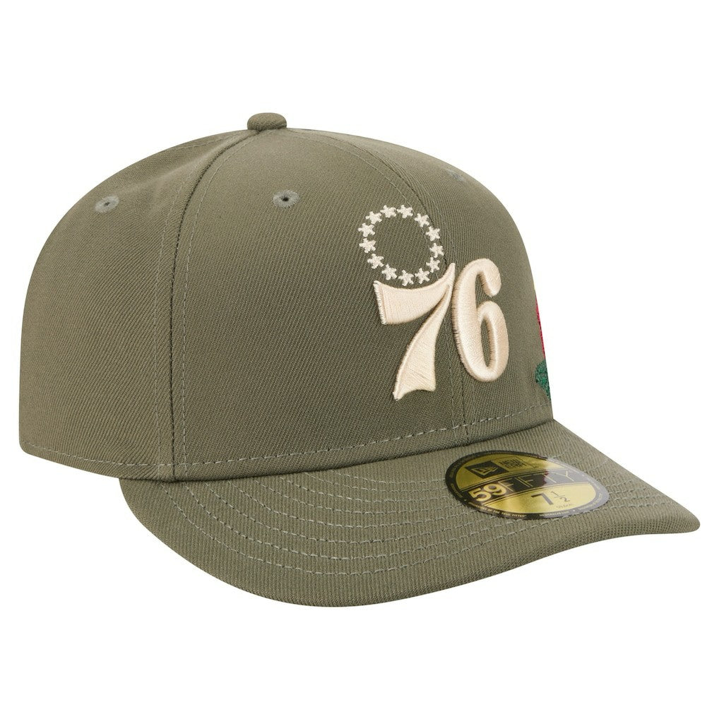 Philadelphia 76ers Tonal Florals 59FIFTY Fitted Hat Olive - NBA
