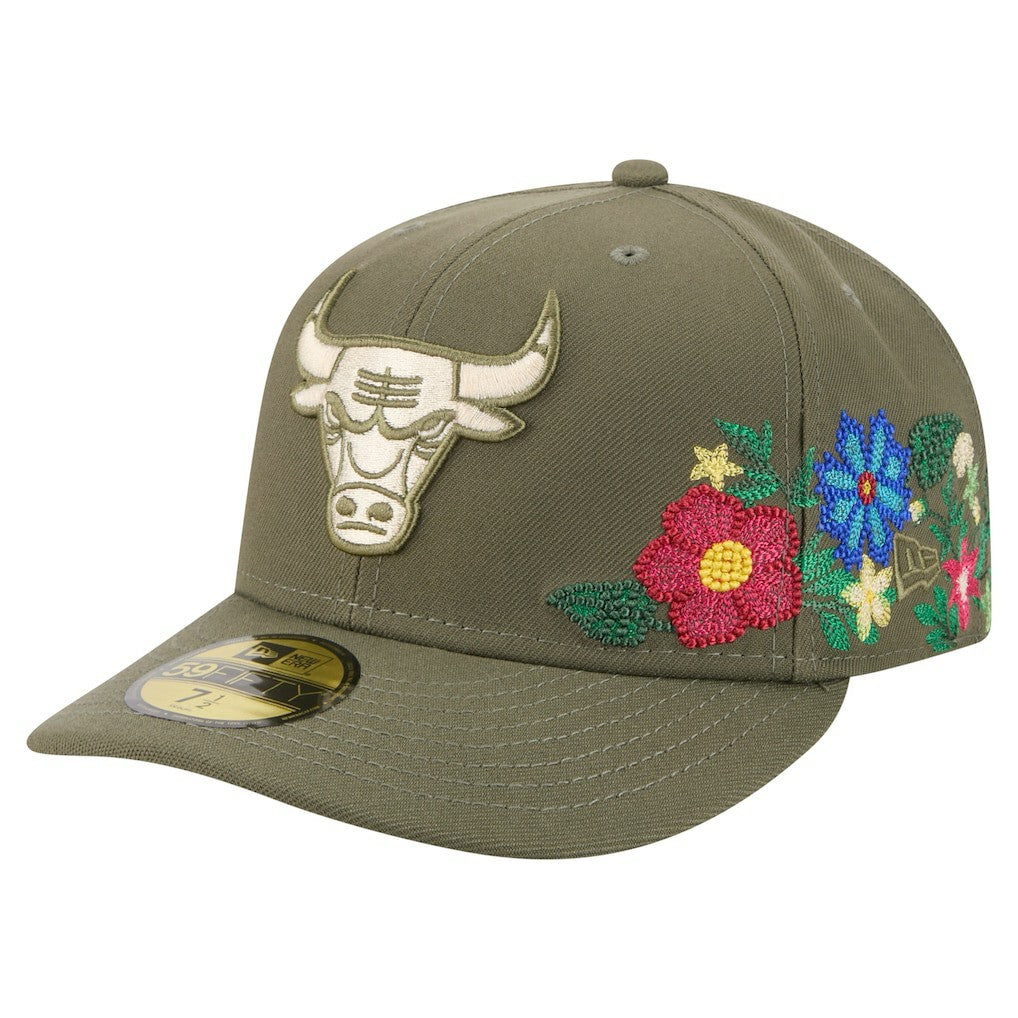 Chicago Bulls Tonal Florals 59FIFTY Fitted Hat Olive - NBA