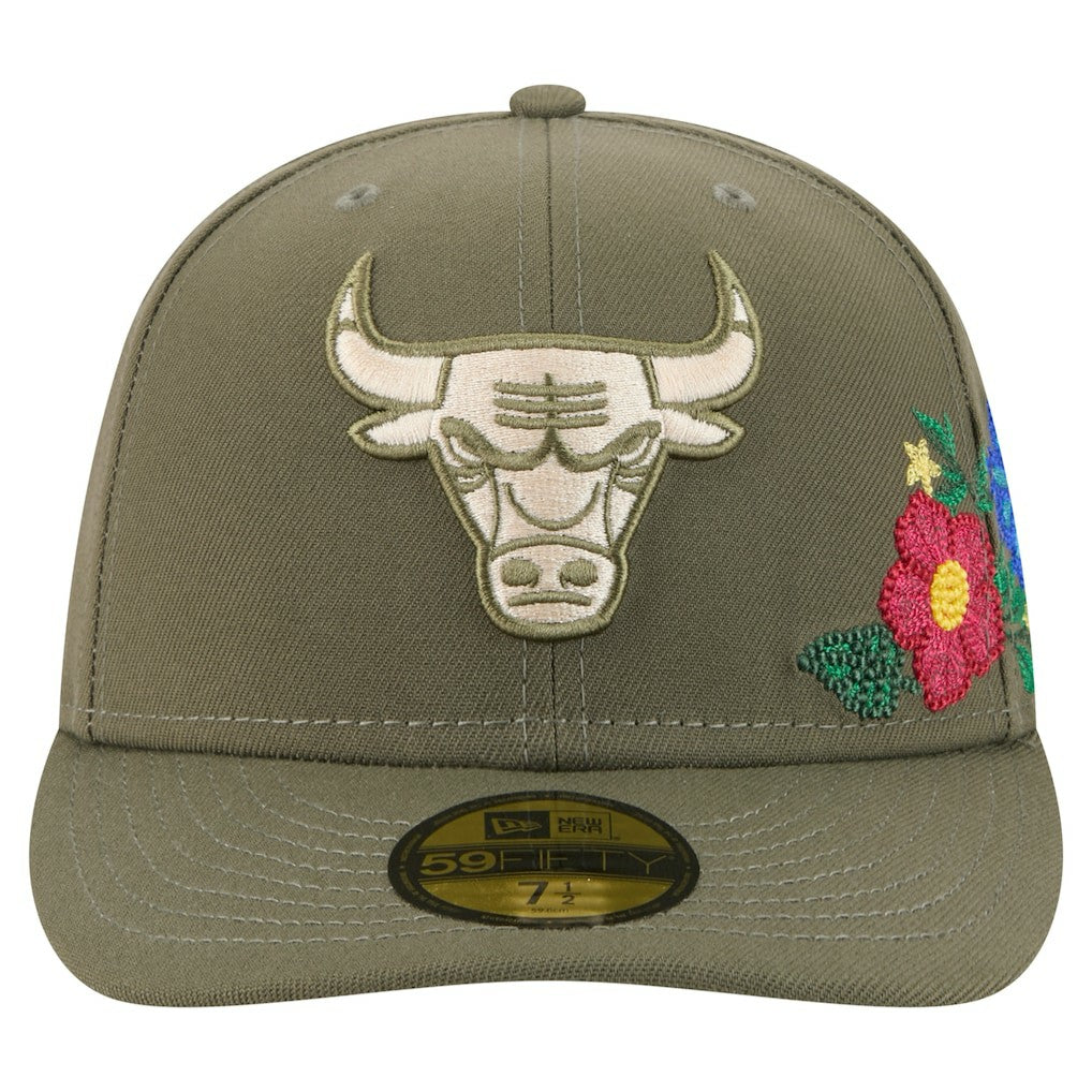 Chicago Bulls Tonal Florals 59FIFTY Fitted Hat Olive - NBA