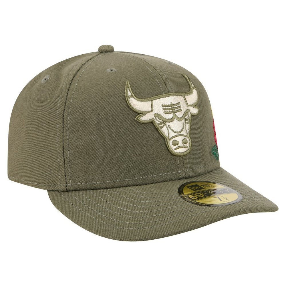 Chicago Bulls Tonal Florals 59FIFTY Fitted Hat Olive - NBA