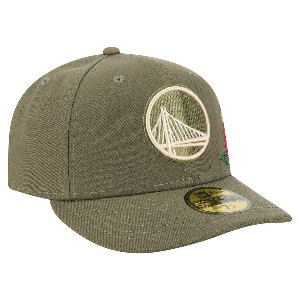 Golden State Warriors Tonal Florals 59FIFTY Fitted Hat Olive - NBA