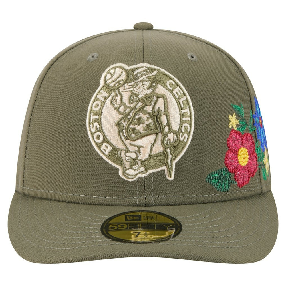 Boston Celtics Tonal Florals 59FIFTY Fitted Hat Olive - NBA