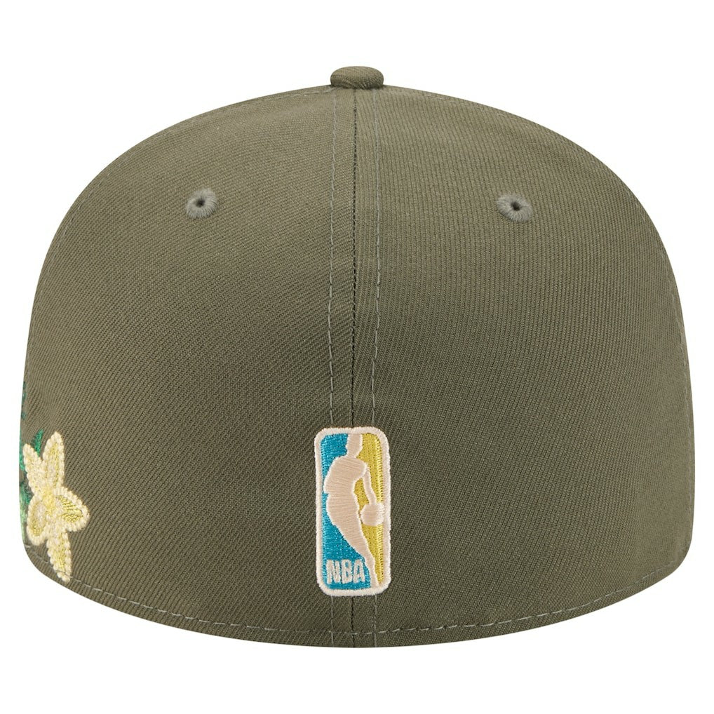 Boston Celtics Tonal Florals 59FIFTY Fitted Hat Olive - NBA
