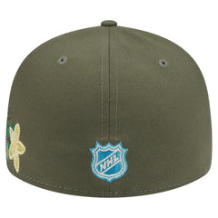 Chicago Blackhawks New Era Tonal Florals 59FIFTY Fitted Hat - Olive - NHL