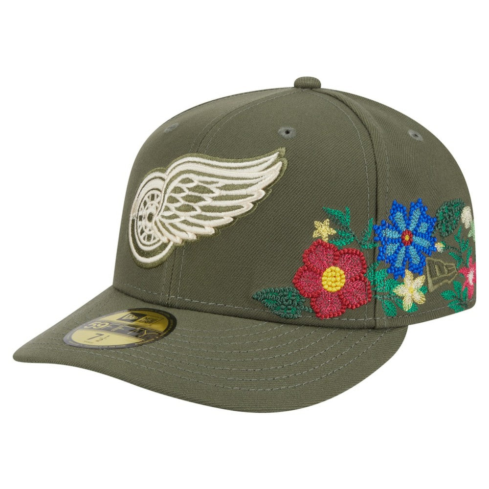 Detroit Red Wings New Era Tonal Florals 59FIFTY Fitted Hat - Olive - NHL