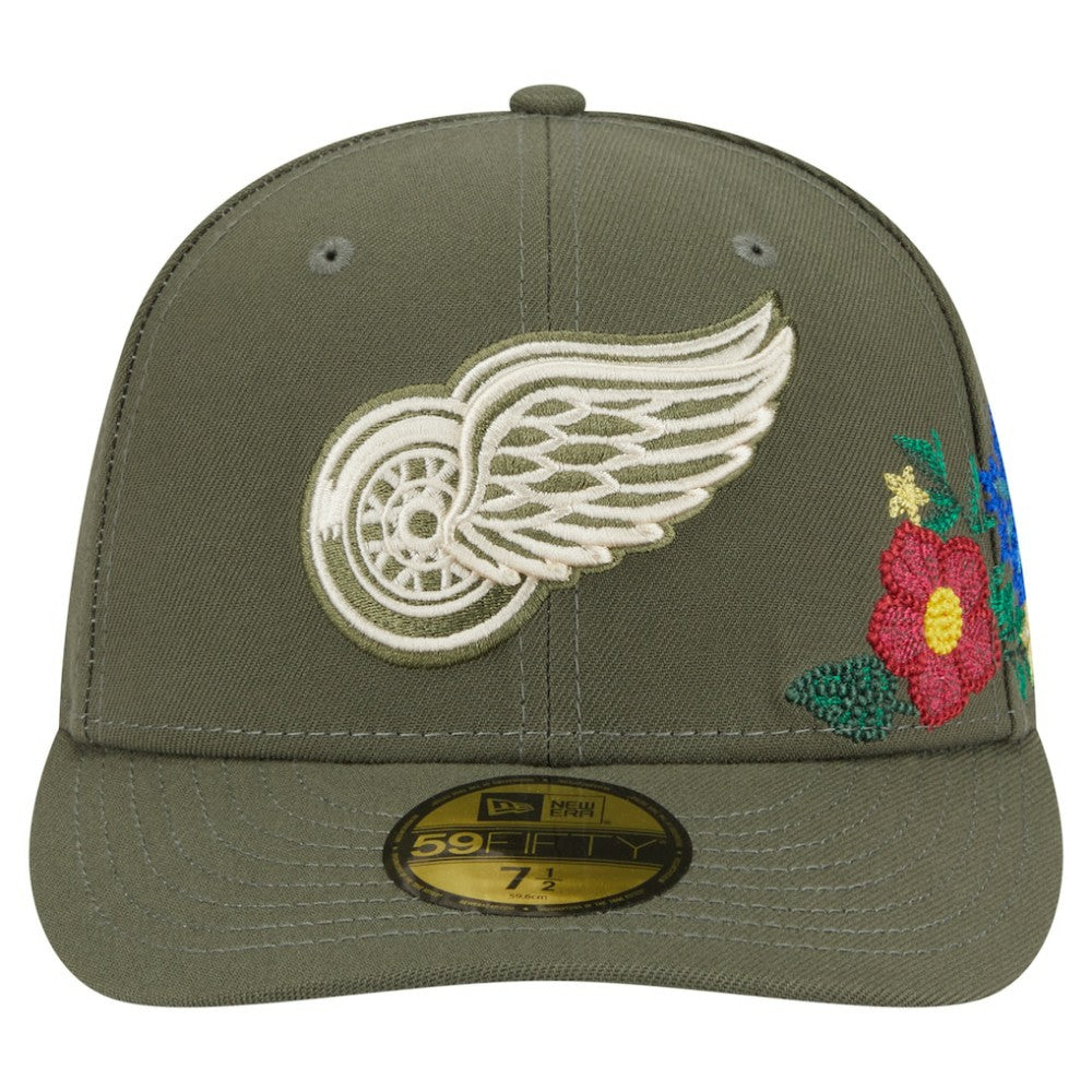 Detroit Red Wings New Era Tonal Florals 59FIFTY Fitted Hat - Olive - NHL