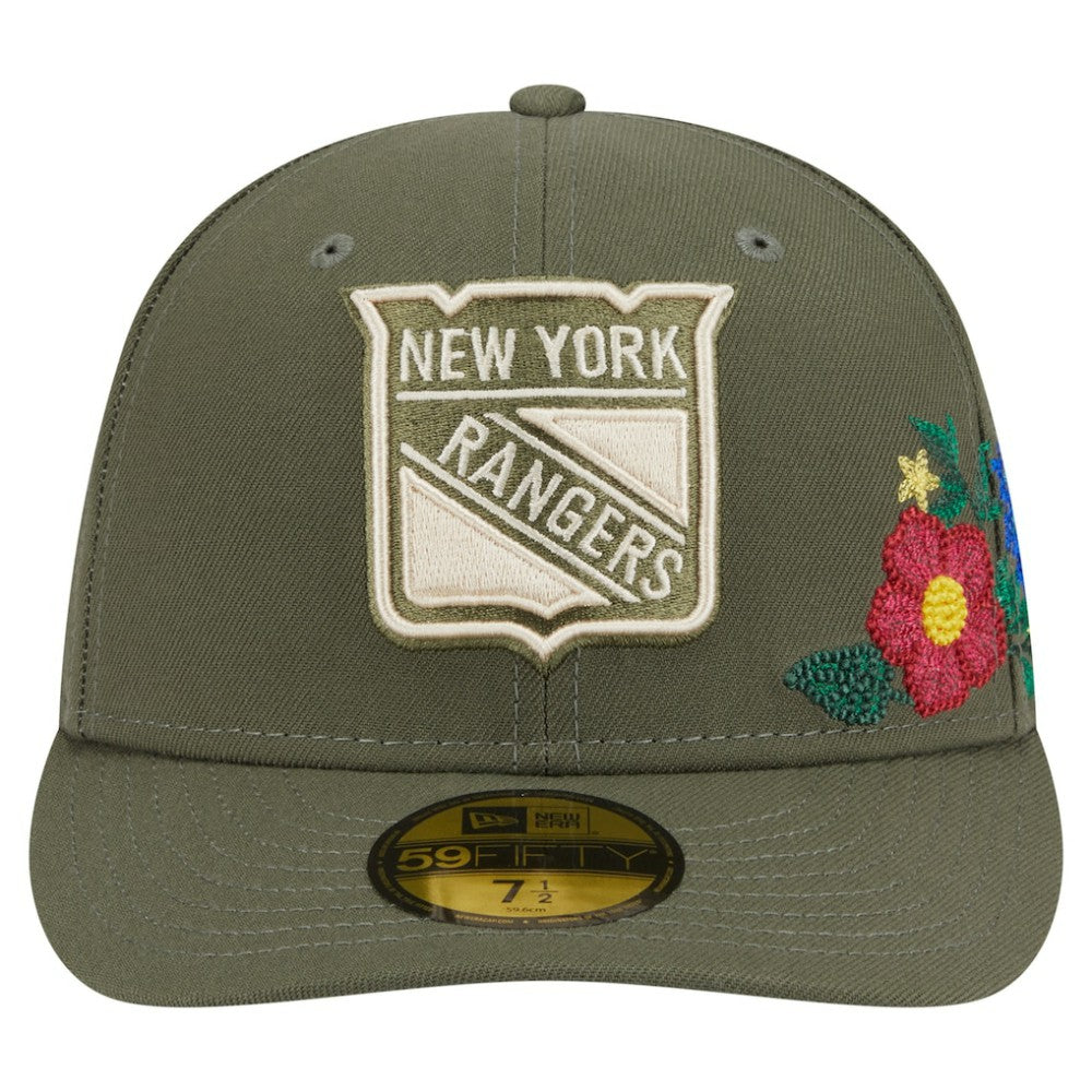 New York Rangers New Era Tonal Florals 59FIFTY Fitted Hat - Olive - NHL
