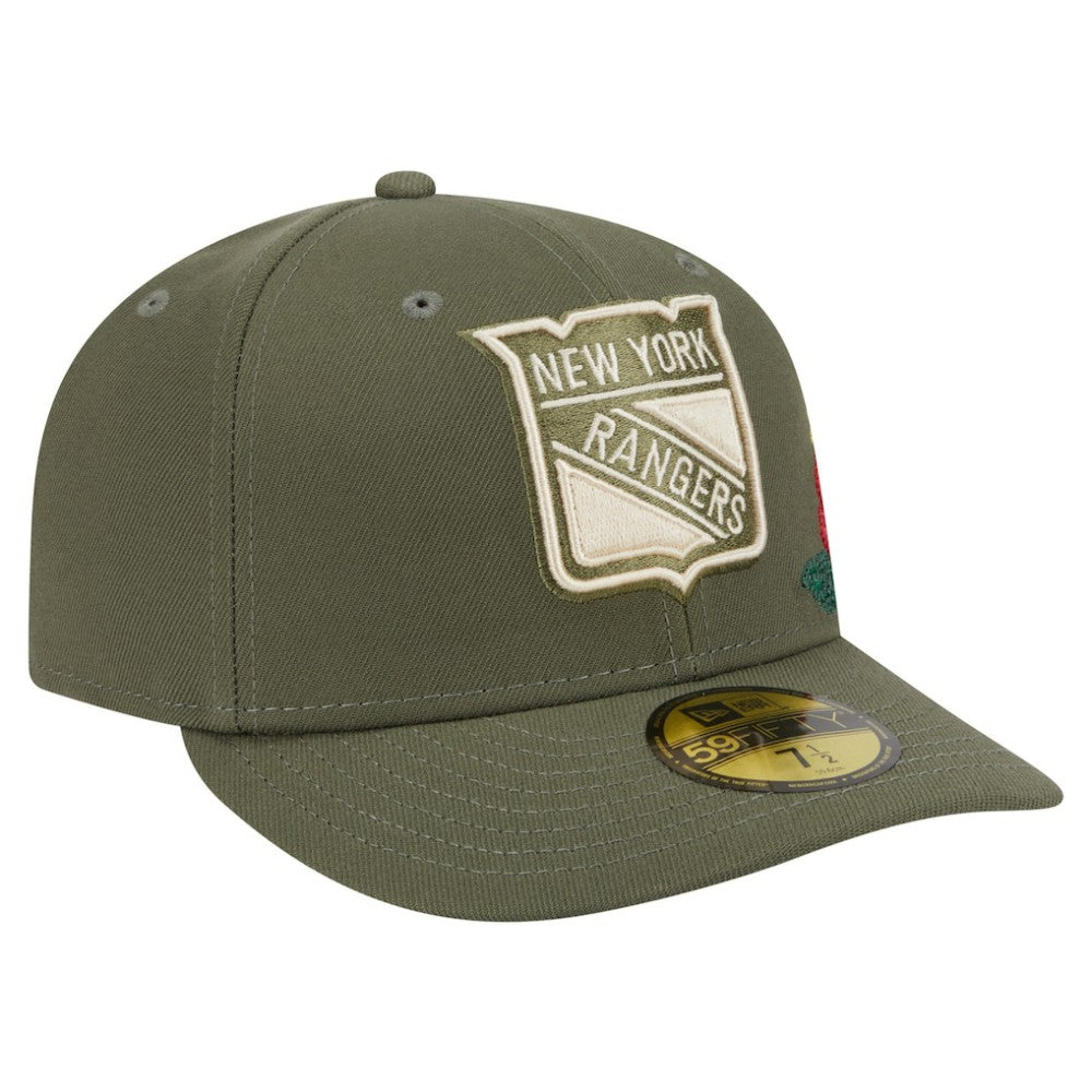 New York Rangers New Era Tonal Florals 59FIFTY Fitted Hat - Olive - NHL