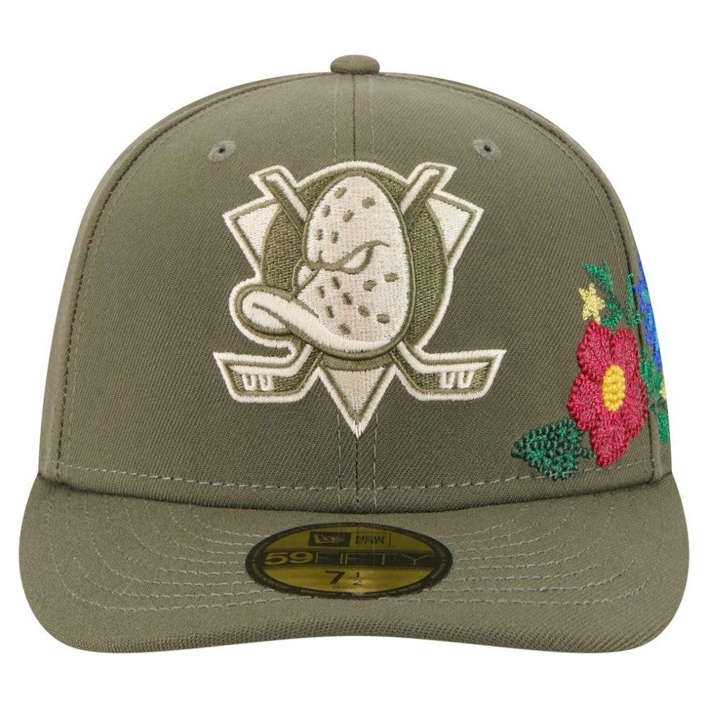 Anaheim Ducks New Era Tonal Florals 59FIFTY Fitted Hat - Olive - NHL