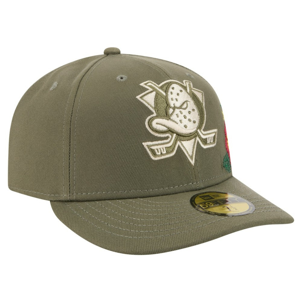 Anaheim Ducks New Era Tonal Florals 59FIFTY Fitted Hat - Olive - NHL