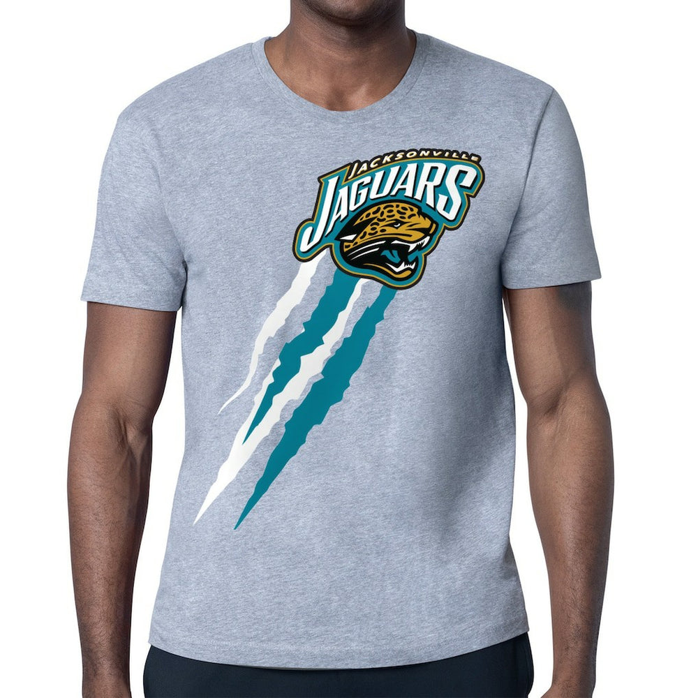 Jacksonville Jaguars Starter Retro Team Logo Color Scratch T-Shirt Heather Gray | NFL