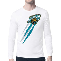 Jacksonville Jaguars Starter Retro Team Logo Color Scratch Long Sleeve T-Shirt White | NFL
