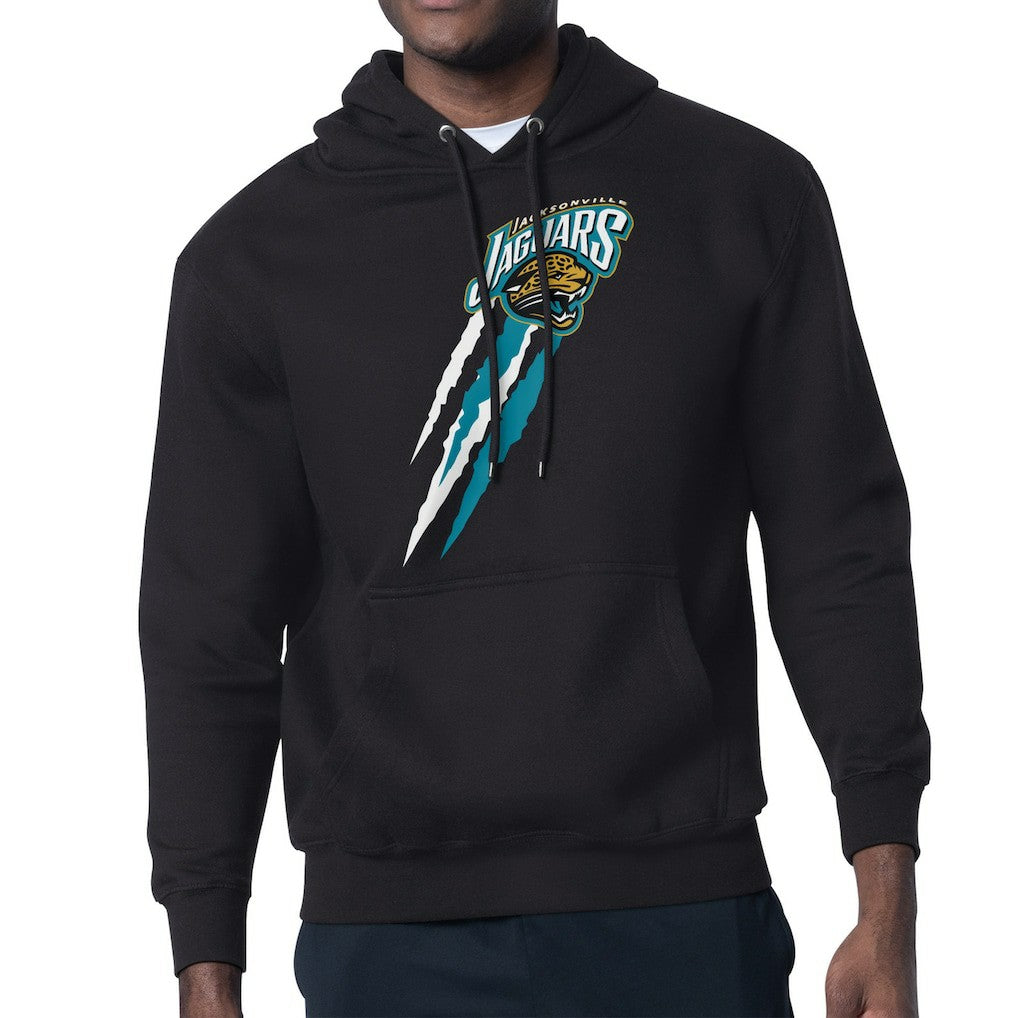 Jacksonville Jaguars Starter Retro Team Logo Color Scratch Pullover Hoodie Black | NFL