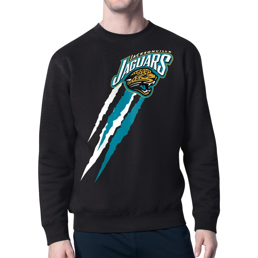 Jacksonville Jaguars Starter Retro Team Logo Color Scratch Pullover Sweatshirt Black | NFL