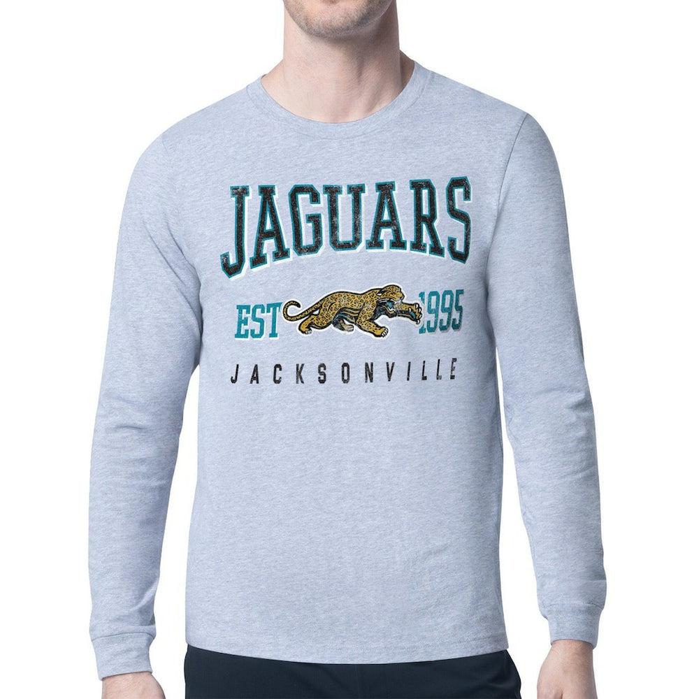 Jacksonville Jaguars Starter Retro Team Logo Long Sleeve T-Shirt Heather Gray | NFL