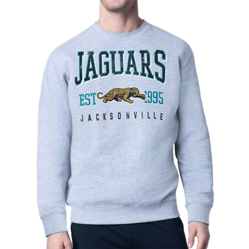 Jacksonville Jaguars Starter Retro Team Logo Pullover Sweatshirt Heather Gray | NFL