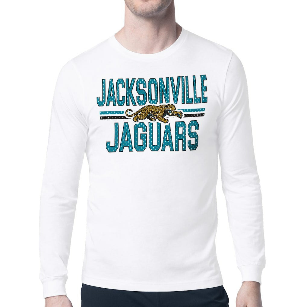 Jacksonville Jaguars Starter Mesh Look Retro Team Logo Long Sleeve T-Shirt White | NFL