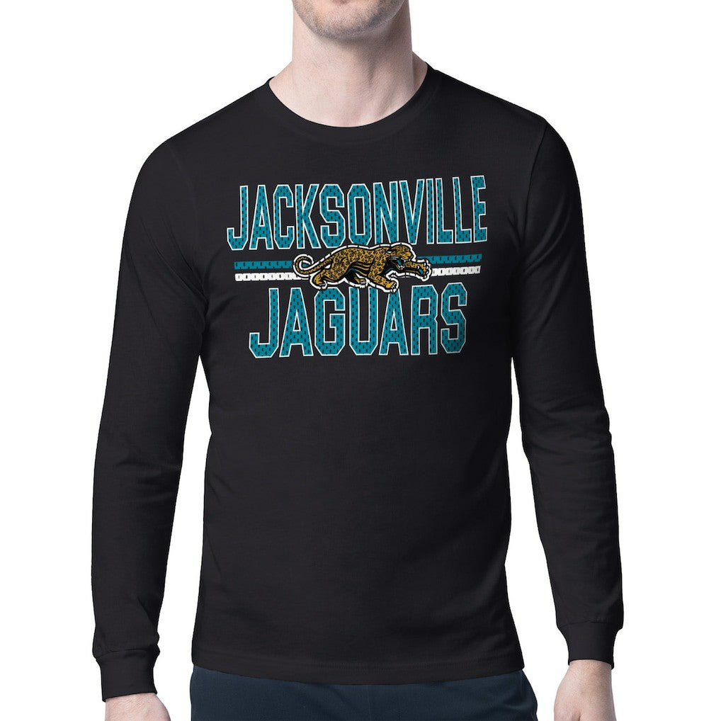 Jacksonville Jaguars Starter Mesh Look Retro Team Logo Long Sleeve T-Shirt Black | NFL