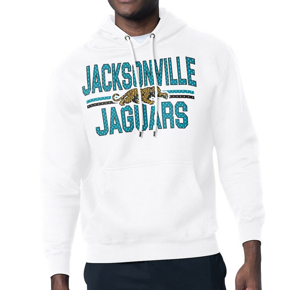 Jacksonville Jaguars Starter Mesh Look Retro Team Logo Pullover Hoodie White | NFL