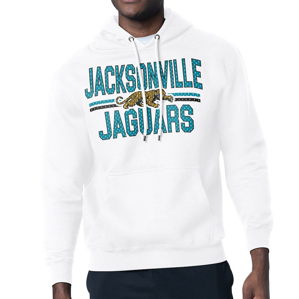 Jacksonville Jaguars Starter Mesh Look Retro Team Logo Pullover Hoodie White | NFL