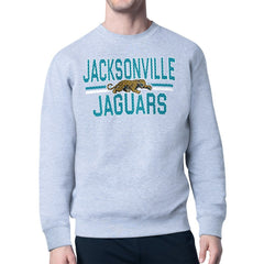 Jacksonville Jaguars Starter Mesh Look Retro Team Logo Pullover Sweatshirt Heather Gray | NFL