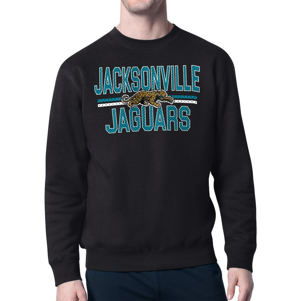 Jacksonville Jaguars Starter Mesh Look Retro Team Logo Pullover Sweatshirt Black | NFL
