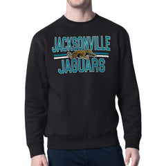 Jacksonville Jaguars Starter Mesh Look Retro Team Logo Pullover Sweatshirt Black | NFL
