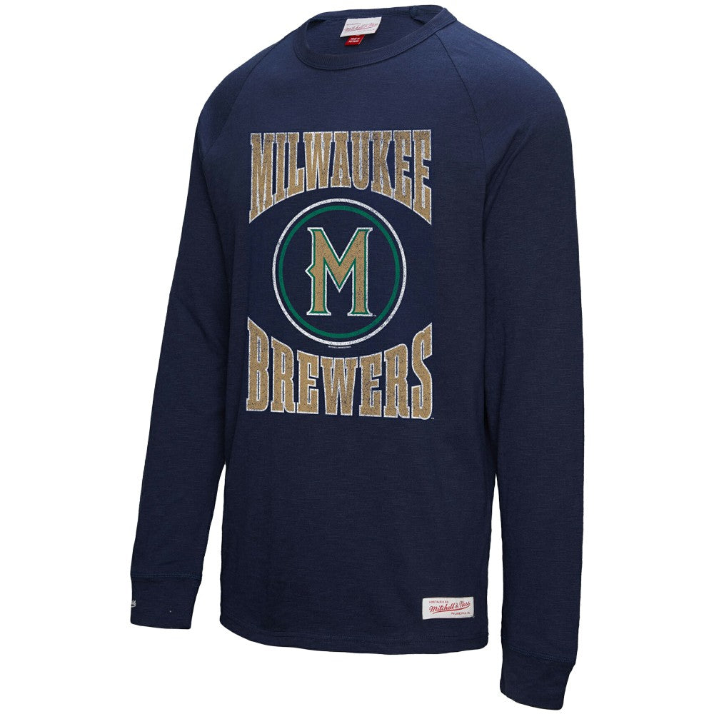 Milwaukee Brewers Mitchell & Ness Arched Logo Slub Long Sleeve T-Shirt - MLB