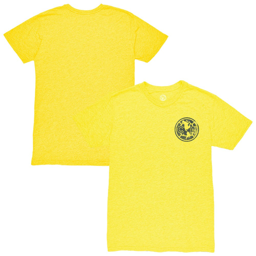 Club America 1863FC Left Mono Badge Vintage Tri-Blend T-Shirt Yellow - FIFA World CUP
