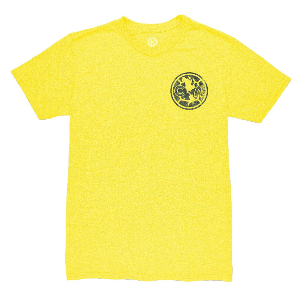 Club America 1863FC Left Mono Badge Vintage Tri-Blend T-Shirt Yellow - FIFA World CUP