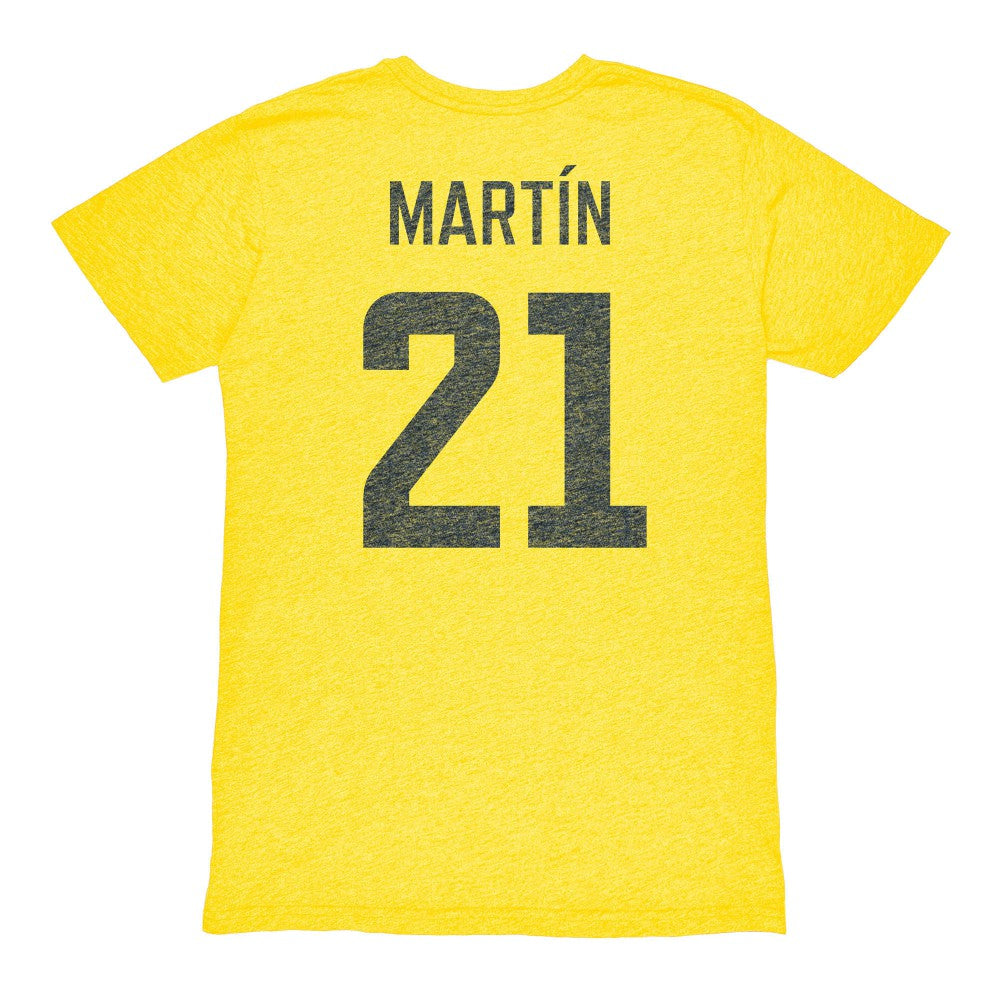 Henry Martin Club America 1863FC Vintage Player Name & Number Tri-blend T-Shirt Yellow - FIFA World CUP
