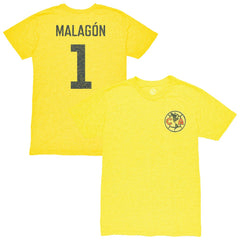 Luis Malagón Club America 1863FC Vintage Player Name & Number Tri-blend T-Shirt Yellow - FIFA World CUP