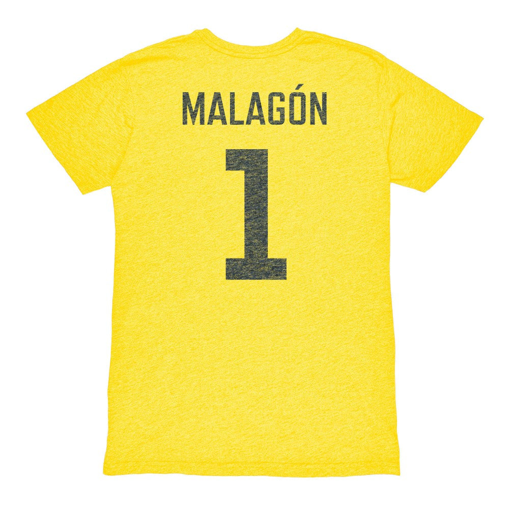 Luis Malagón Club America 1863FC Vintage Player Name & Number Tri-blend T-Shirt Yellow - FIFA World CUP