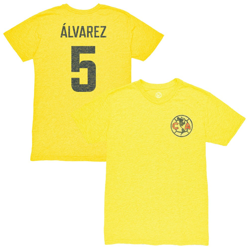 Kevin Álvarez Club America 1863FC Vintage Player Name & Number Tri-blend T-Shirt Yellow - FIFA World CUP