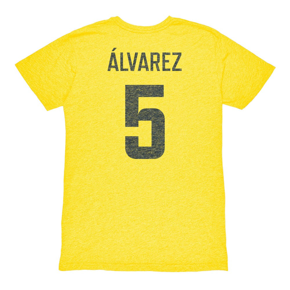 Kevin Álvarez Club America 1863FC Vintage Player Name & Number Tri-blend T-Shirt Yellow - FIFA World CUP
