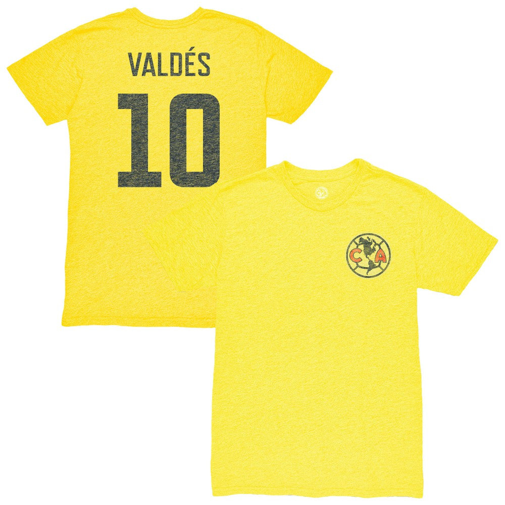 Diego Valdés Club America 1863FC Vintage Player Name & Number Tri-blend T-Shirt Yellow - FIFA World CUP