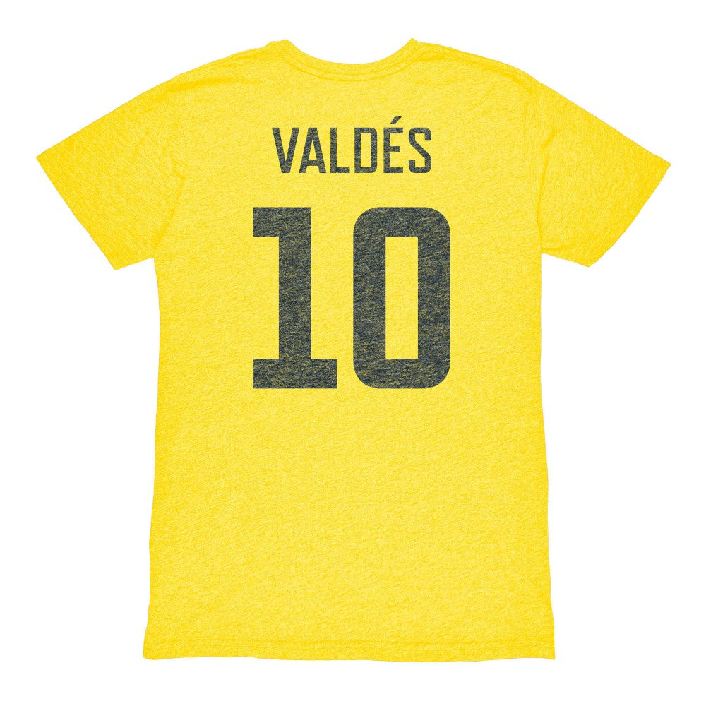 Diego Valdés Club America 1863FC Vintage Player Name & Number Tri-blend T-Shirt Yellow - FIFA World CUP